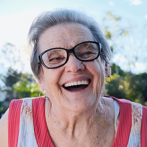 Smiling older woman with glasses