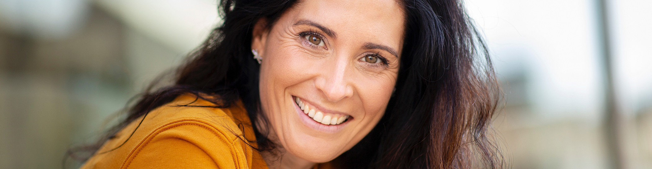 Close up of woman showing off her smile