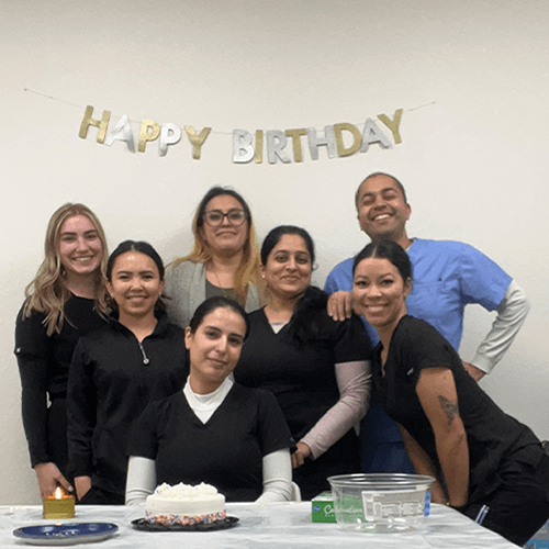 Dental team at birthday celebration