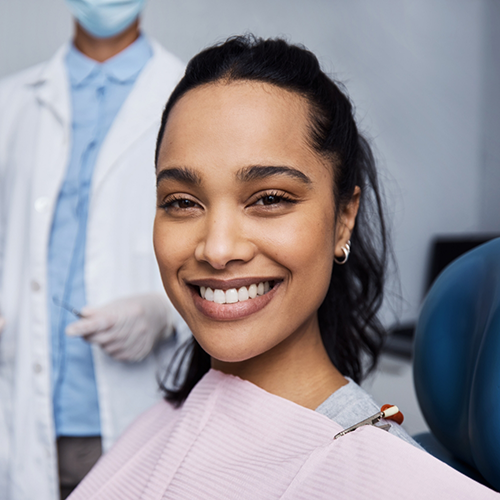 Close up of female patient smiling